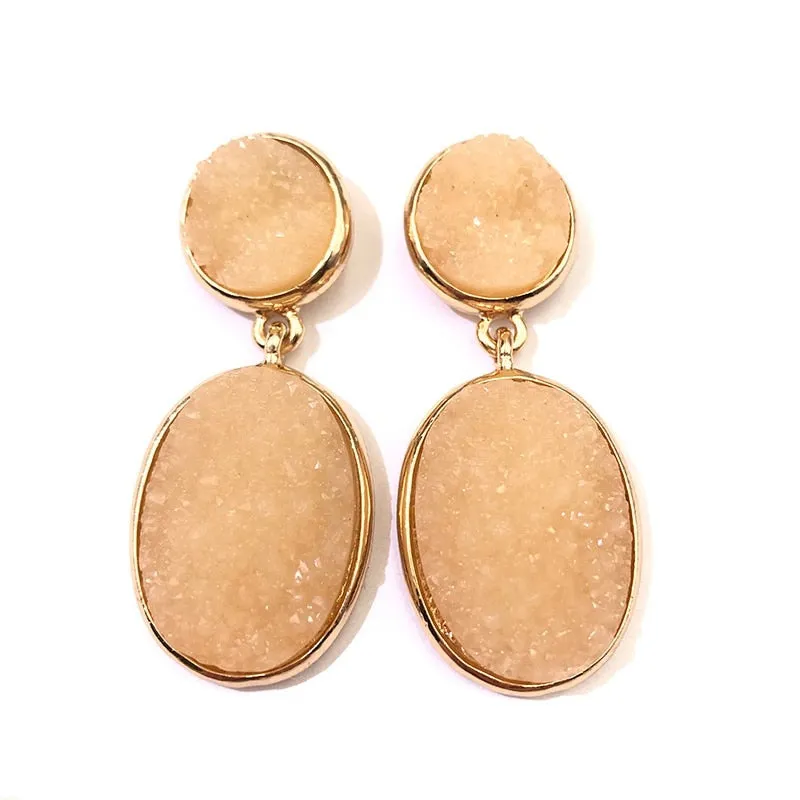 TEEK - Oval Druzy Stone Earrings