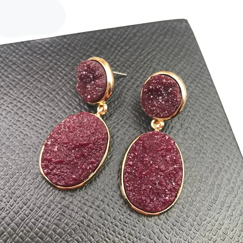 TEEK - Oval Druzy Stone Earrings