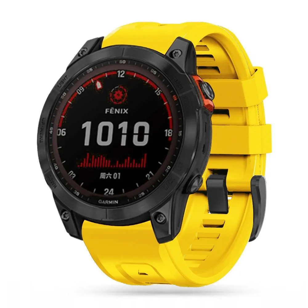 Universal Garmin 22mm QuickFit Tech-Protect Iconband Line Silikone Rem - Gul