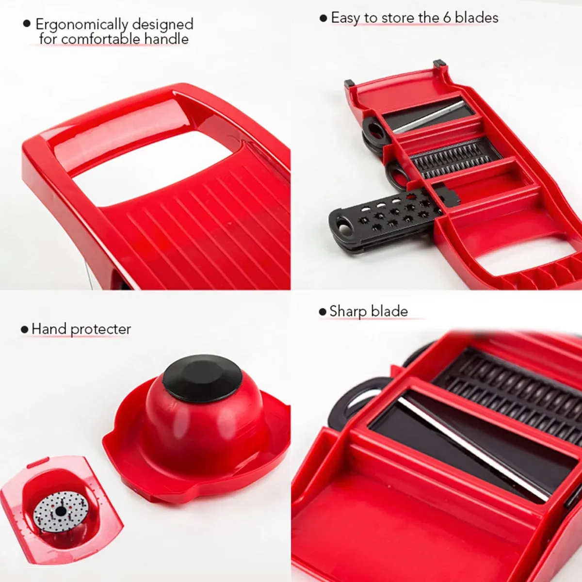 Vegetable Cutter with 6 Blades Multifunctional Mandoline Onion Chopper Time Saving Vegetable Fruits Dicer Kitchen Food Slicer Mincer with Container for Salad Potato