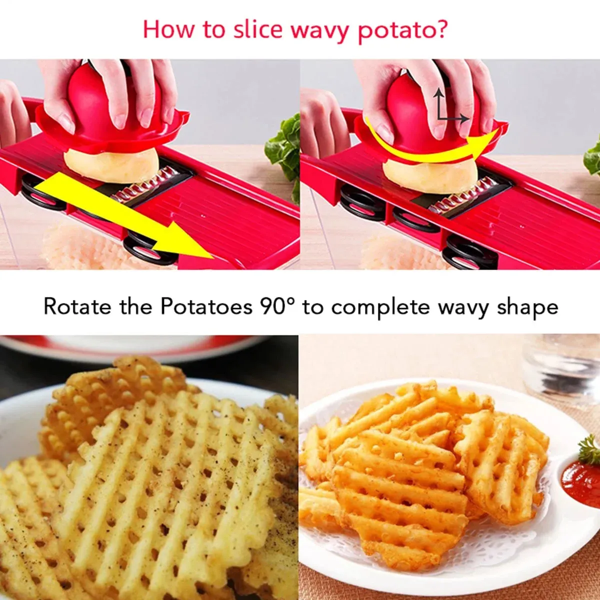 Vegetable Cutter with 6 Blades Multifunctional Mandoline Onion Chopper Time Saving Vegetable Fruits Dicer Kitchen Food Slicer Mincer with Container for Salad Potato